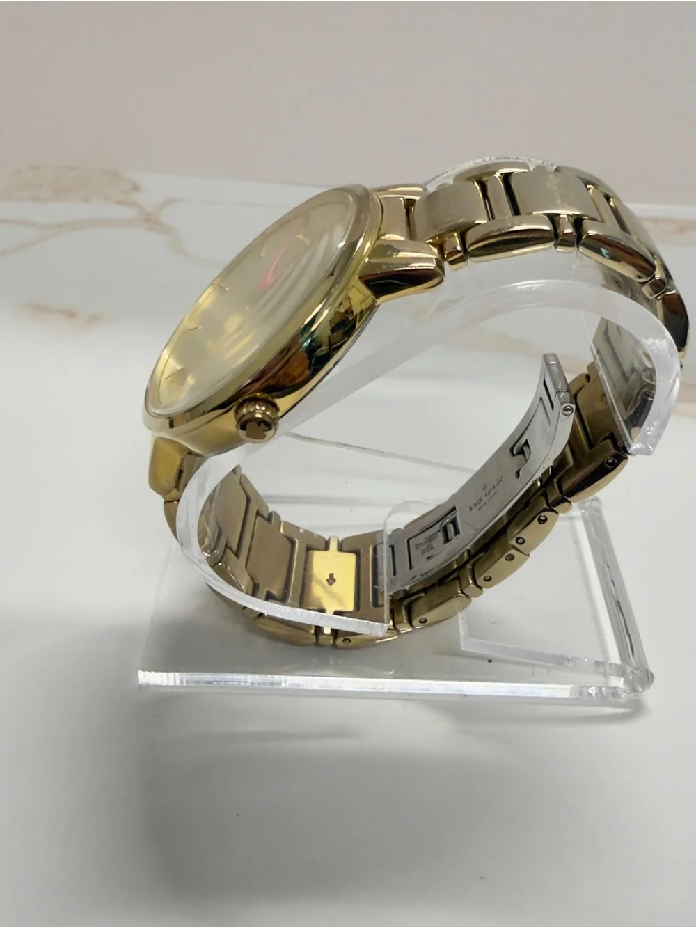 Kate Spade Gramercy Grand Gold Bracelet Watch White Dial